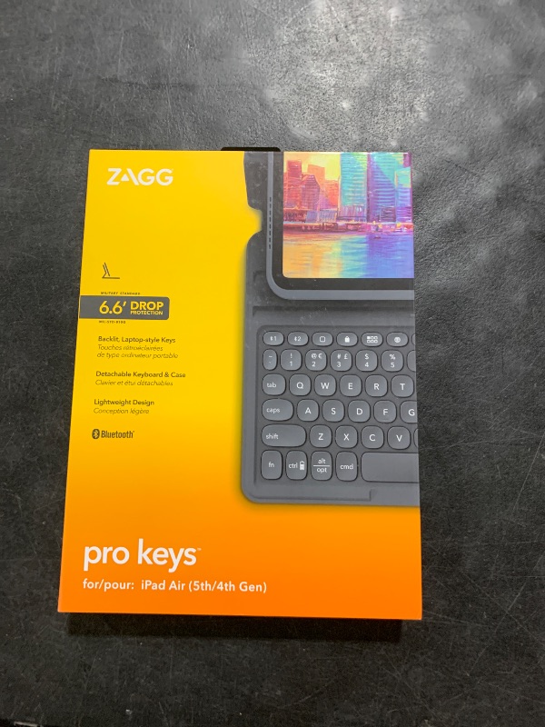 Photo 1 of ZAGG Pro Keys Detachable Case and Wireless Keyboard for iPad Air 11" (M3)/ Air 10.9" (Gen 4, Gen 5), iPad Air 11" (M2) - Bluetooth Pairing, Backlit Laptop-Style Keys, Apple Pencil Holder, Black