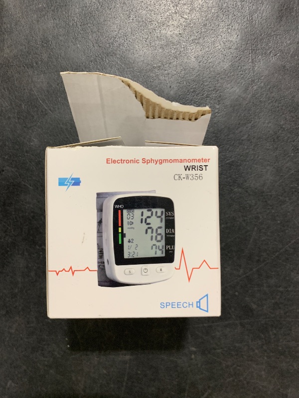 Photo 1 of Blood Pressure Monitor Digital Wrist BP Machine Automatic Adjustable Cuff ( 5.3 to 7.7 in) with 2 Users 180 Memory Voice Broadcast Large LCD Display USB Charging Cable Carrying Case