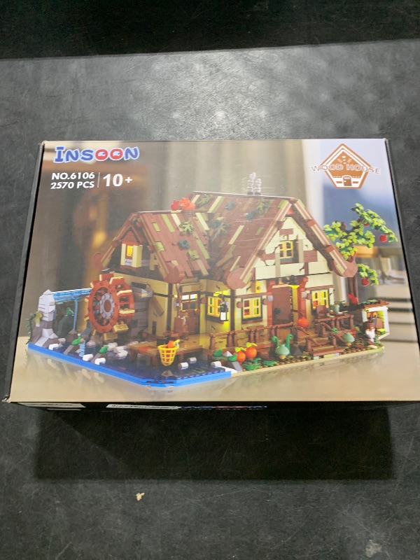 Photo 1 of INSOON Wood Cabin Building Set with LED Light, 2570 PCS Wooden Forest House Mini Building Block Toy with Waterwheel Pond Animals, Big House Construction Model for Adults Teens Kids Boys Girls 10-12+