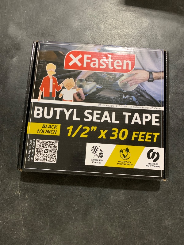 Photo 1 of XFasten Butyl Tape Black, 1/2 in x 30 ft x 1/8 in – Easy-to-Work-with Automotive Butyl Sealant Tape, Mess-Free Rubber Caulk for RV, EPDM Putty for Window, Headlight, Roof, Windshield, and Car Doors