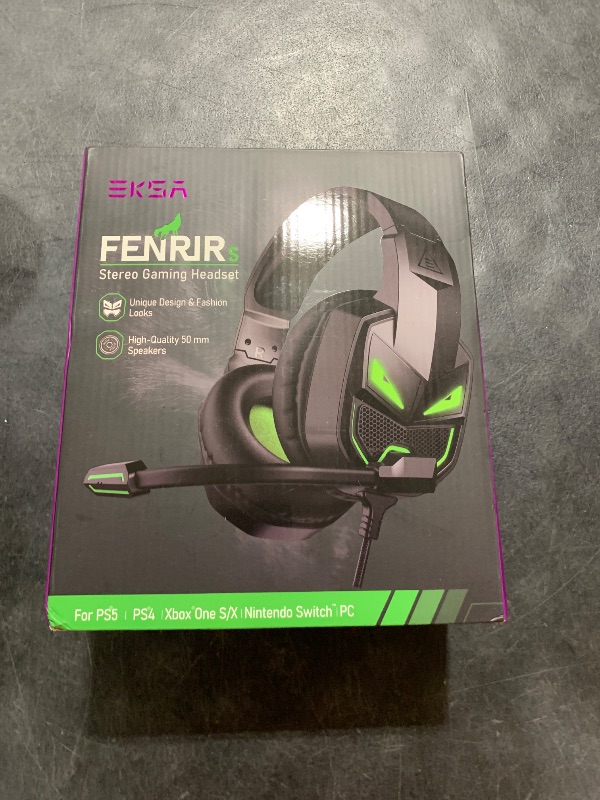 Photo 1 of EKSA Fenrir S Gaming Headset with Microphone, Noise Cancelling Mic, Comfortable Ear Pads, 50 mm Drivers, RGB Light, One Key Control, Gaming Headphones for PC, Xbox, PS4, PS5, Switch, Controller