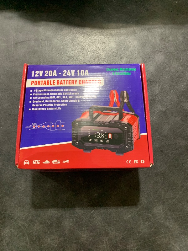 Photo 1 of YONHAN Battery Charger 0-20A 12V/24V LiFePO4 Lead Acid Fully Automatic Battery Maintainer, Car Battery Trickle Charger Automotive w/Battery Repair, Winter Mode, for AGM, STD, Gel, Deep Cycle Batteries