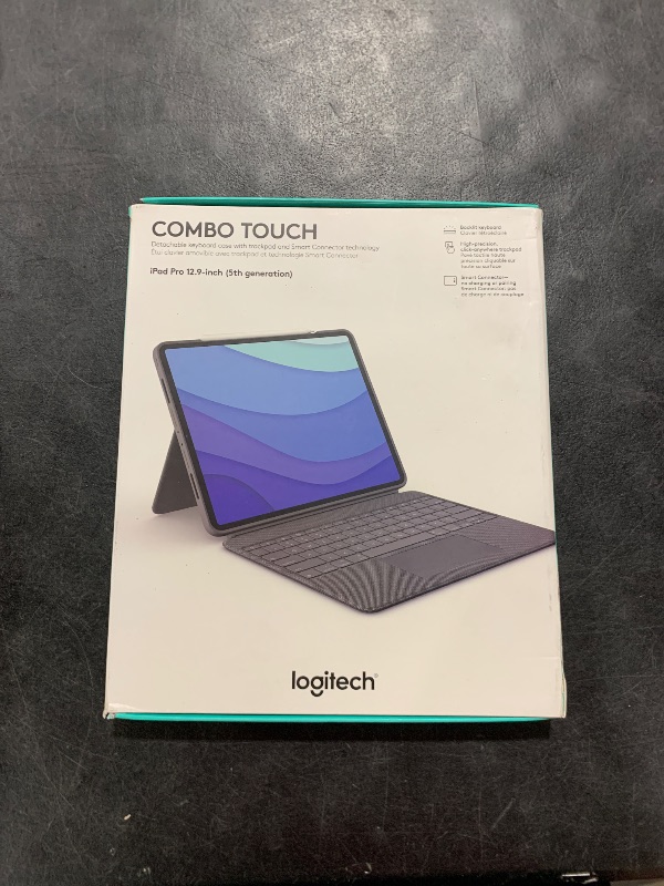 Photo 1 of Logitech Combo Touch iPad Pro 12.9-inch (5th, 6th gen - 2021, 2022) Keyboard Case - Detachable Backlit Keyboard with Kickstand, Click-Anywhere Trackpad, Smart Connector - Oxford Gray; USA Layout