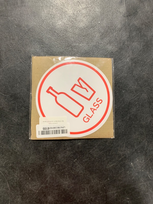 Photo 1 of  6" Glass, Paper, Plastic, Metal, Trash, Recycle Sign Stickers - Self-Adhesive Vinyl Decal Recycle Logos - Eco-Friendly Trash Can Signs - 6" - Indoor & Outdoor Use - Waterproof & UV Protected