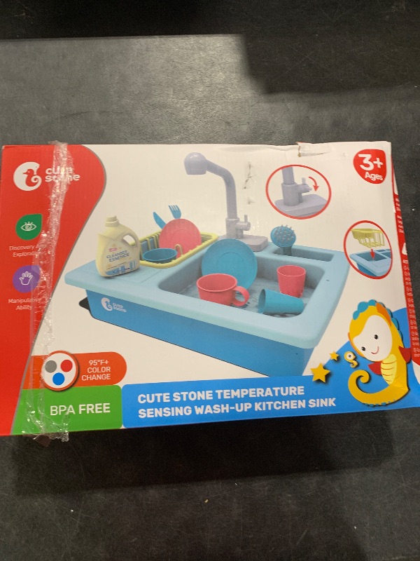 Photo 1 of CUTE STONE Color Changing Kitchen Sink Toys, Children Electric Dishwasher Playing Toy with Running Water, Upgraded Faucet, Automatic Water Cycle System Play House Pretend Role Play Toys for Boys Girls