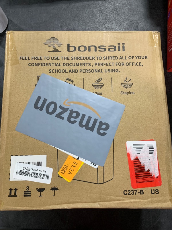Photo 1 of Bonsaii Paper Shredder for Home Use, 3.4 Gal Wastebasket, 6 Sheet Crosscut Paper Credit Cards, Staples, and Clips Shredder for Home Office Use, Portable Handle Design (C237-B New Version)