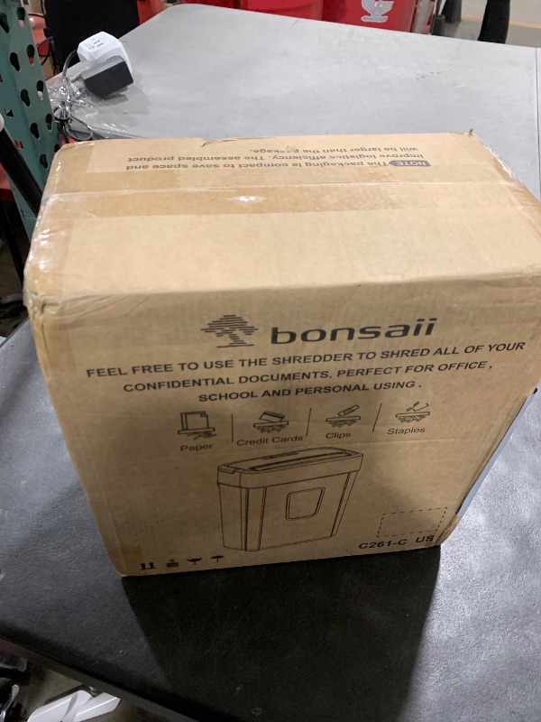 Photo 1 of Bonsaii Paper Shredder, 8-Sheet Crosscut Shredder with 4.2 Gallon Bin Shred Credit Card/Mail/Staple/Clip, P-4 Security Level Document Shredder with Handle for Home Office (C261-C)