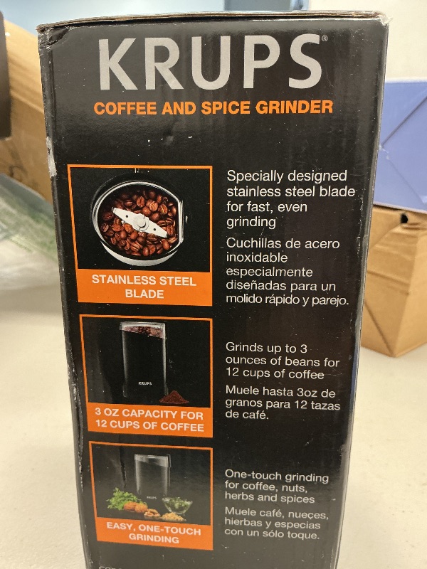 Photo 1 of KRUPS Precision Electric Coffee Grinders: 3 oz Capacity, 200W Motor, Stainless Steel Blades for Uniform Grinding of Coffee Beans, Herbs, Nuts, and Spice Grinder (Black)
