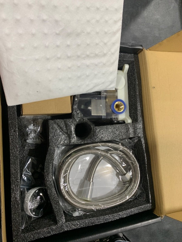 Photo 1 of FPXRNG Shower Faucet Set Bathroom Square Rain Shower Head and Handle Set, Wall Mounted Shower Fixtures, Full Metal Trim Repair Kit 10 inch Brushed Nickel (With Shower Valve)