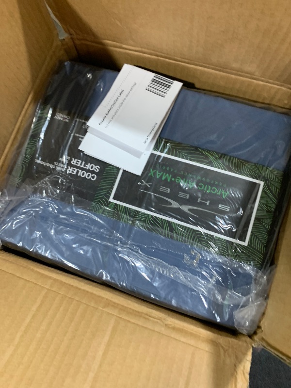Photo 1 of SHEEX Arctic Aire MAX Sheet Set, Ultrasoft Cooling Sheets with 1 Flat Sheet, 1 Fitted Sheet, and 2 Pillowcases, King, Denim