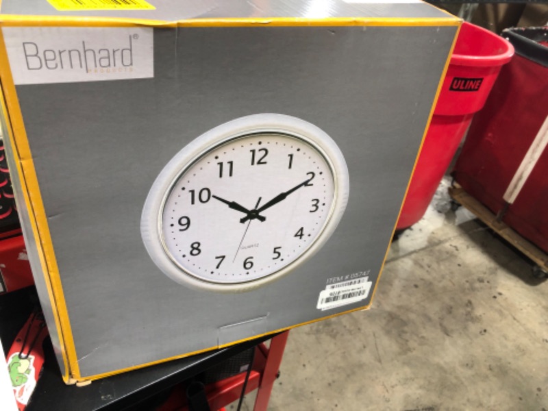 Photo 1 of Bernhard Products Retro Wall Clock 12 Inch White Kitchen 50's Vintage Design Round Silent Non-Ticking Quality Quartz Clock for Home Office Nursery Bathroom Classroom Easy to Read