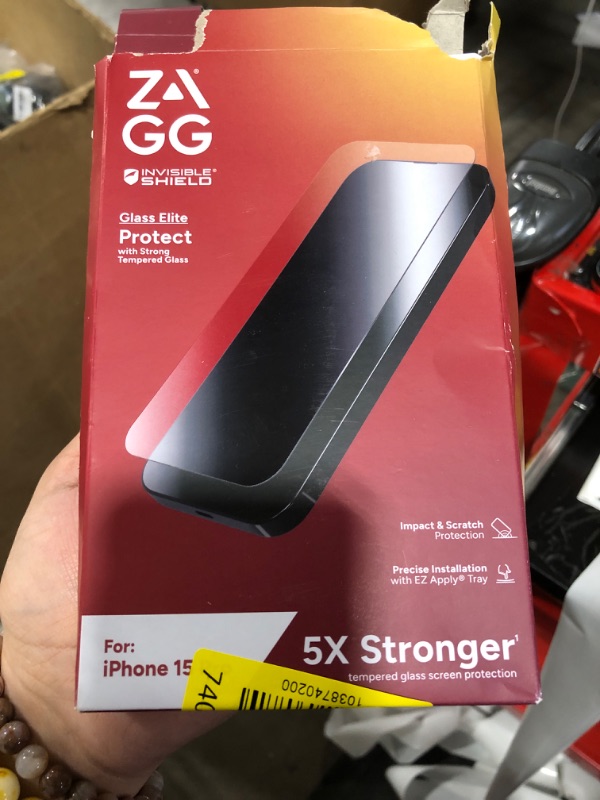 Photo 1 of ZAGG InvisibleShield Glass Elite iPhone 15 Pro Screen Protector - 5X Stronger with Reinforced Edges, Scratch & Smudge-Resistant Surface, Easy to Install