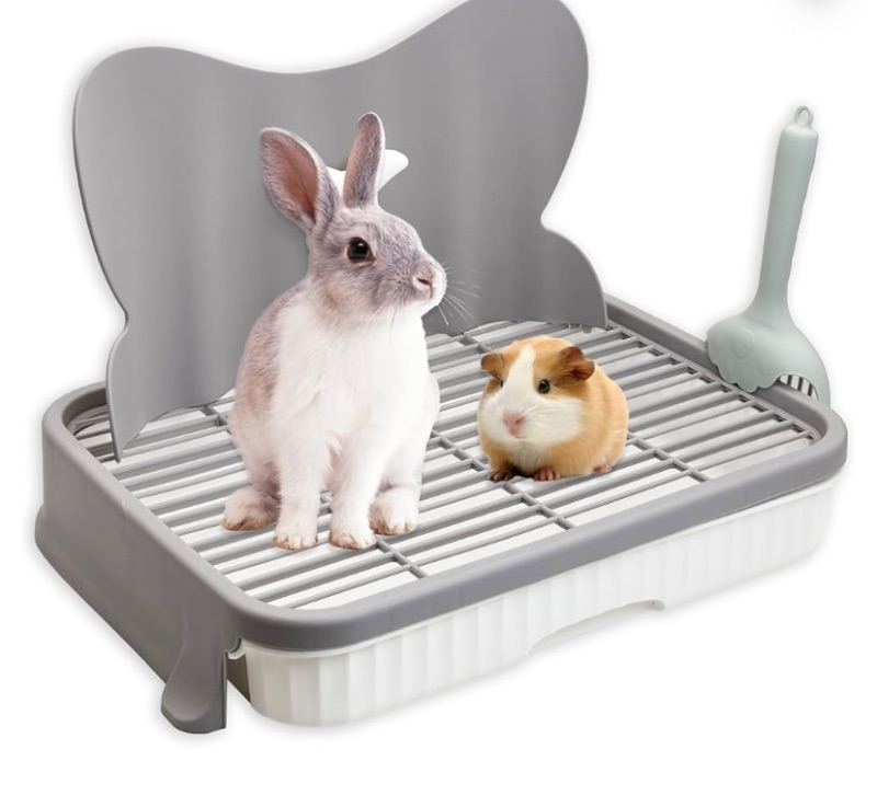 Photo 1 of Fhiny Rabbit Litter Box with Drawer, Guinea Pig Litter Box for Cage Rectangular Small Animal Potty Trainer Bunny Corner Toilet for Rabbit Guinea Pig Chinchilla Ferret Hedgehog Easy to Clean
