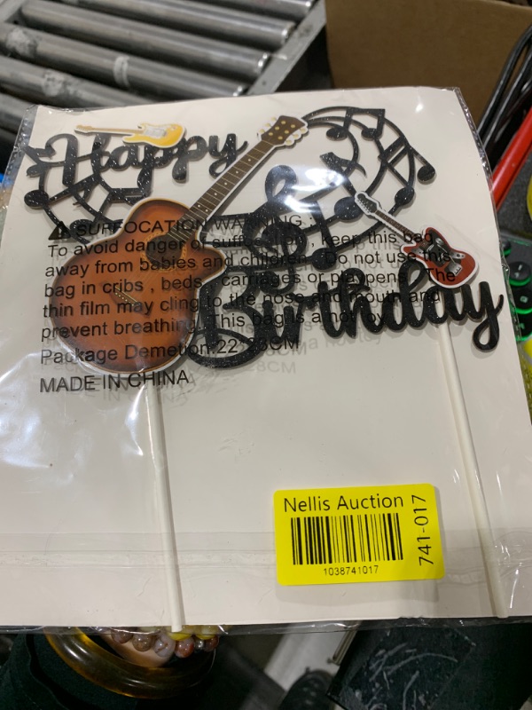Photo 1 of Guitar Happy Birthday Cake Topper Guitar Birthday Party Decoration Musci Note Rock Guitar Theme Cake Topper Decoration for Music Guitar Themed Birthday Baby Shower Supplies