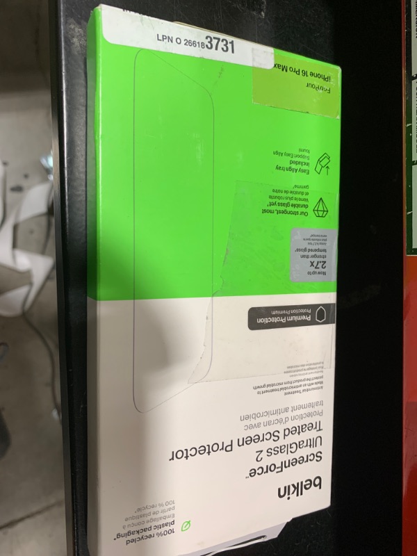 Photo 1 of Belkin ScreenForce UltraGlass 2 Treated Screen Protector for iPhone 16 Pro Max - Scratch-Resistant, 9H Hardness Tested Glass w/Slim Design & Easy Align Tray for Bubble-Free Application