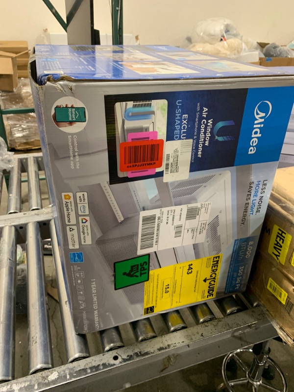 Photo 1 of Midea 8,000 BTU U Shaped Smart Inverter Window Air Conditioner, Cools up to 350 Sq. Ft., Ultra Quiet with Open Window Flexibility, Works with Alexa/Google Assistant, 35% Energy Savings, Remote Control