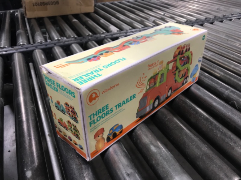 Photo 1 of Transport Car Carrier Truck Toys for 2 3 4 5 Years Old Kids, 30in Foldable Track Trailer with Light and Sound Effects, Best Gift for Christmas Birthday