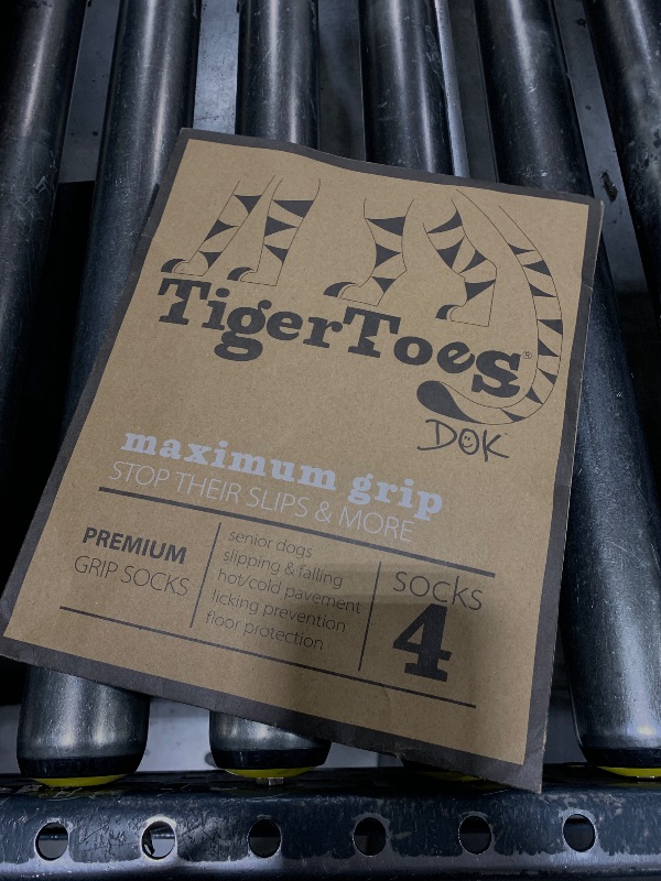 Photo 1 of DOK TigerToes Premium Non-Slip Dog Socks for Hardwood Floors - Extra-Thick Grip That Works Even When Twisted - Prevents Licking, Slipping, and Great for Dog Paw Protection - Size Medium