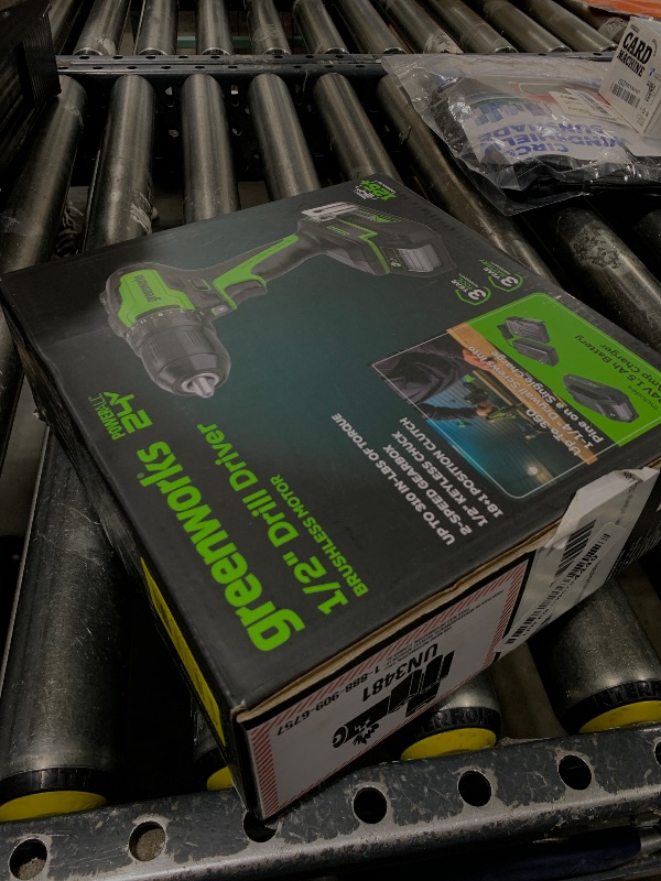 Photo 1 of Greenworks 24V Brushless Cordless Drill Kit, 310 in./lbs, 18+1 Position Clutch, 1/2 '' Keyless Chuck, Variable Speed, Battery With 2A Charger, LED Light