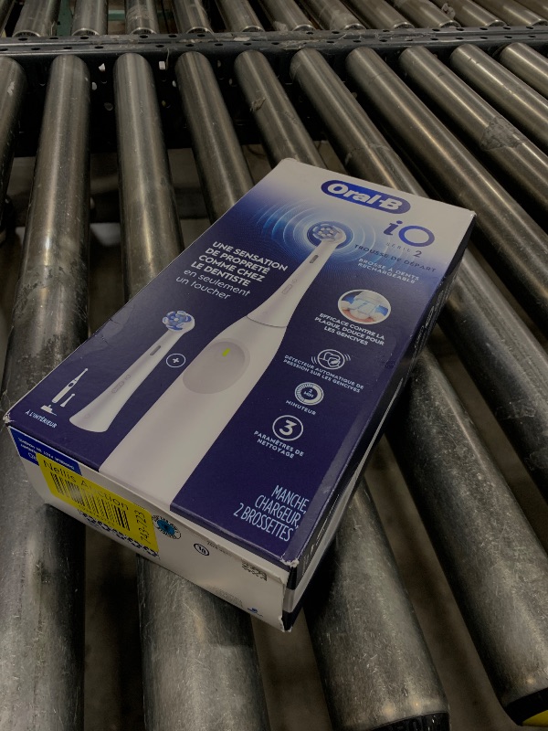 Photo 1 of Oral-B iO Series 2 Rechargeable Electric Powered Toothbrush Starter Kit, Pure White with 2 Brush Heads - Automatic Pressure Sensor to Protect Gums - 3 Modes - 2 Min Timer