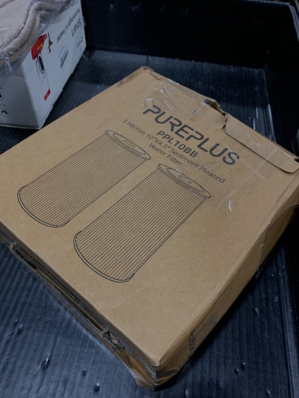 Photo 1 of PUREPLUS 10" x 4.5" Whole House Pleated Sediment Filter for Well Water, Replacement Cartridge for GE FXHSC, Culligan R50-BBSA, Pentek R50-BB, DuPont WFHDC3001, American Plumber W50PEHD, GXWH40L, 2Pack