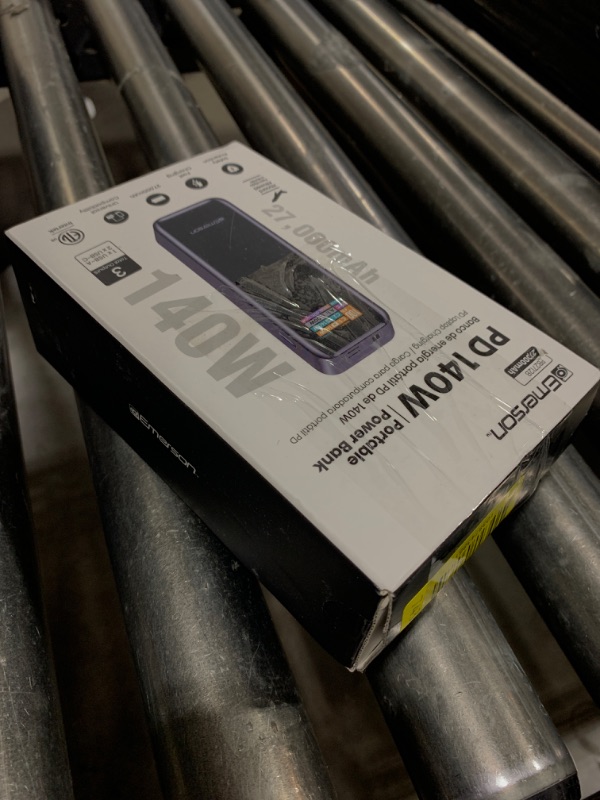 Photo 1 of Emerson PB2712B Power Bank, Small and Travel Ready, 27,000mAh with PD 140W, USB-C and USB-A Ports with Intelligent Digital LCD Display, Black