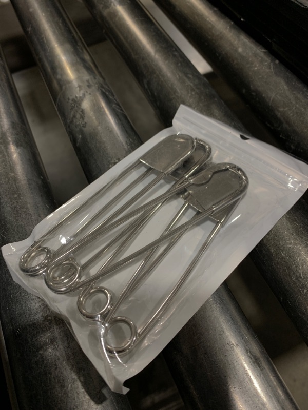 Photo 1 of Large Safety Pins, 5 Inch Jumbo Safety Pins, Heavy Duty Stainless Steel Oversize Safety Pins, Extra Large Pins for Blankets, Heavy Laundry, Upholstery, Crafts and Decorations (6 Pcs)