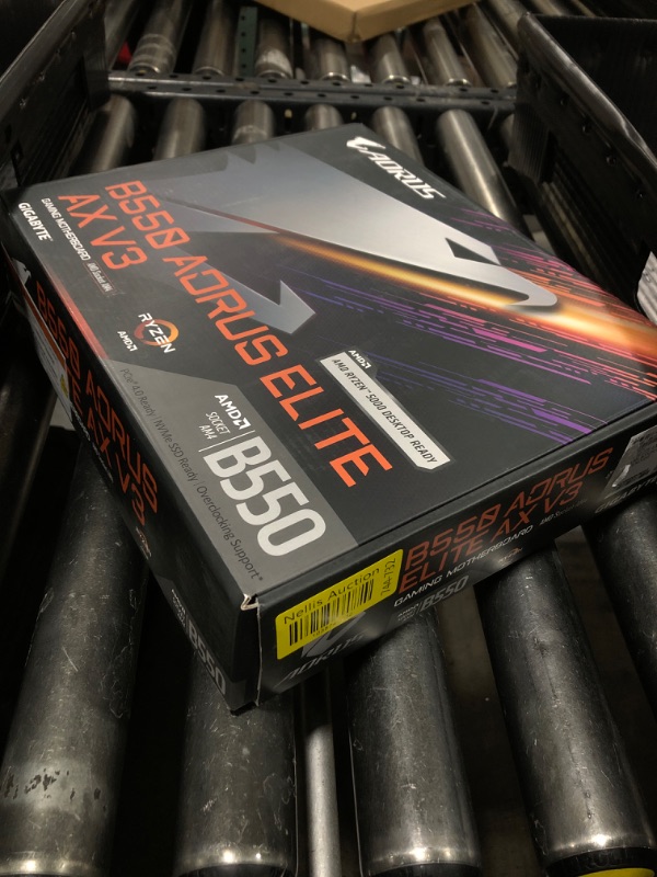 Photo 1 of GIGABYTE B550 AORUS Elite AX V3 Motherboard, Supports AMD AM4 Ryzen 5000 Processors, ATX, DDR4, Dual M.2, SATA 6Gb/s, 2.4/5 GHz Dual-Band, 2.5 GbE LAN, PCIe 4.0