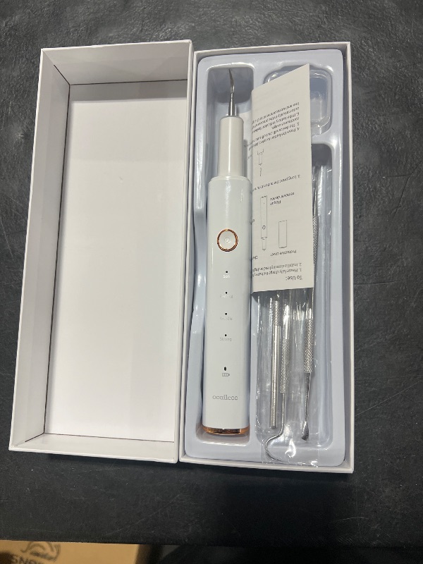 Photo 1 of Plaque Remover for Teeth, Electric Tooth Cleaner Tartar Remover for Teeth with LED Light,4 Modes Rechargeable Teeth Cleaning Kit with Dental Tools, 2 Replaceable Heads (White A)