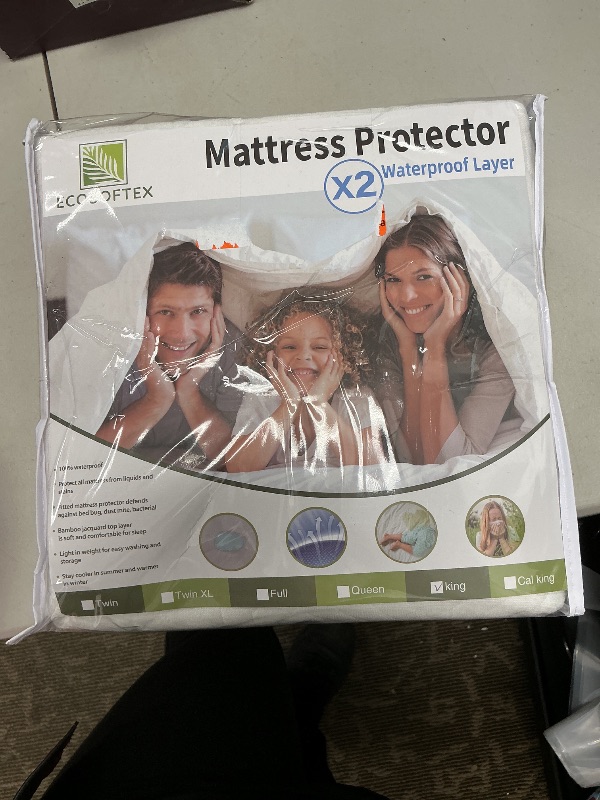 Photo 1 of 100% Waterproof Mattress Protector King Size | Voluminous and Very Soft Fabric | Dust-Proof Mattress Cover with Viscose Derived from Bamboo | Breathable, Deep Pocket Pad Brand: ECOSOFTEX