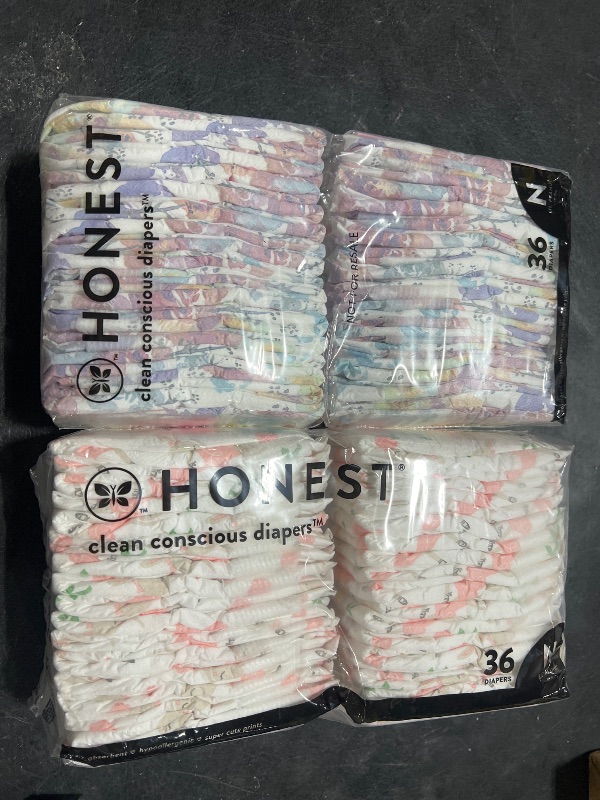 Photo 1 of The Honest Company Clean Conscious Diapers for Sensitive Skin | Hypoallergenic, Fragrance Free | Girl Prints | Club Box, Size Newborn, 72 Count