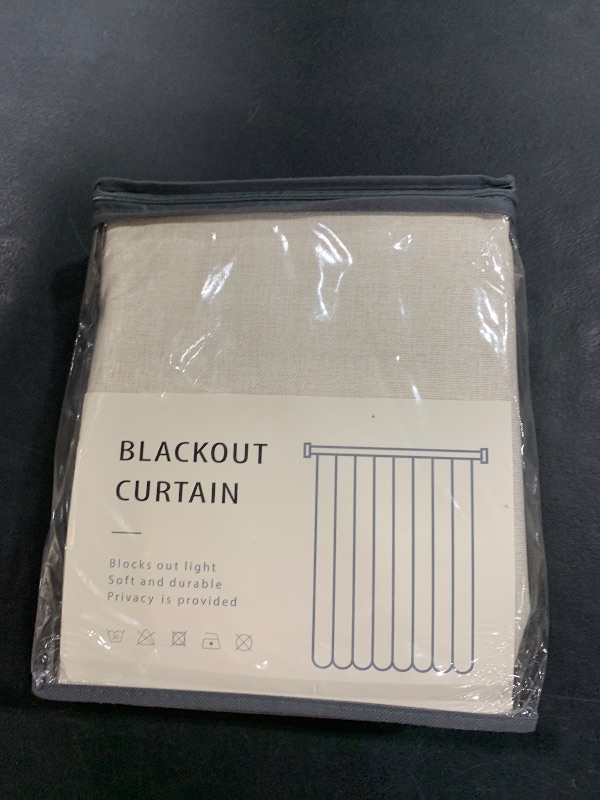 Photo 1 of 100% Blackout Shield Linen Blackout Curtains for Bedroom 84 Inches Long, Back Tab/Rod Pocket Living Room Drapes, Thermal Insulated Blackout Curtains 2 Panels Set, 50" W x 84" L, Cream
