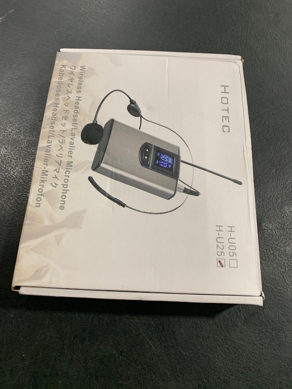 Photo 1 of Hotec Wireless System with Dual Headset Microphones/Lavalier Lapel Mics and Bodypack Transmitters and One Mini Rechargeable Receiver 1/4" Output, for Live Performances