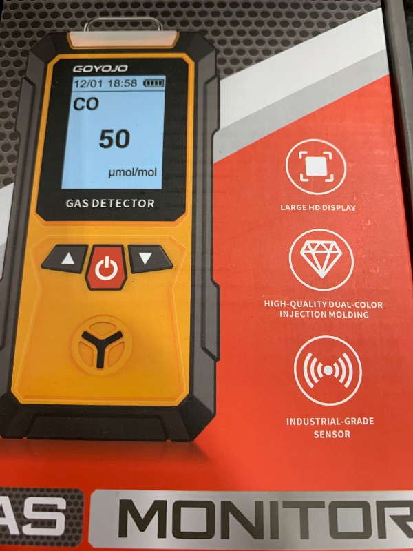 Photo 1 of GOYOJO H2S Monitor, Hydrogen Sulfide Gas Detector, 0-100 ppm, Electrochemical Sensor, Audible & Visual Alarms, and LCD Display for Industrial, Commercial, and Residential Safety