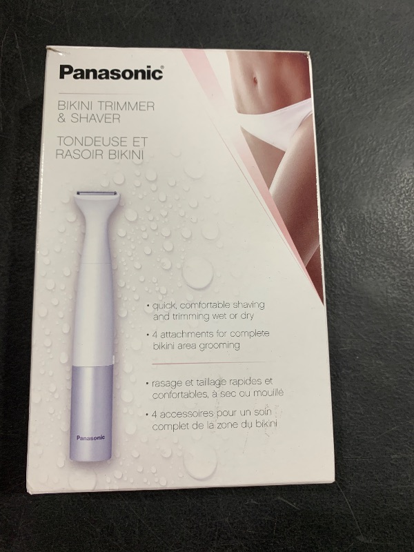 Photo 1 of Panasonic Bikini Trimmer and Shaver for Women with 4 Attachments for Gentle Grooming in Sensitive Areas, Wet/Dry, Battery-Operated – ES-WV60-S (White / Silver)