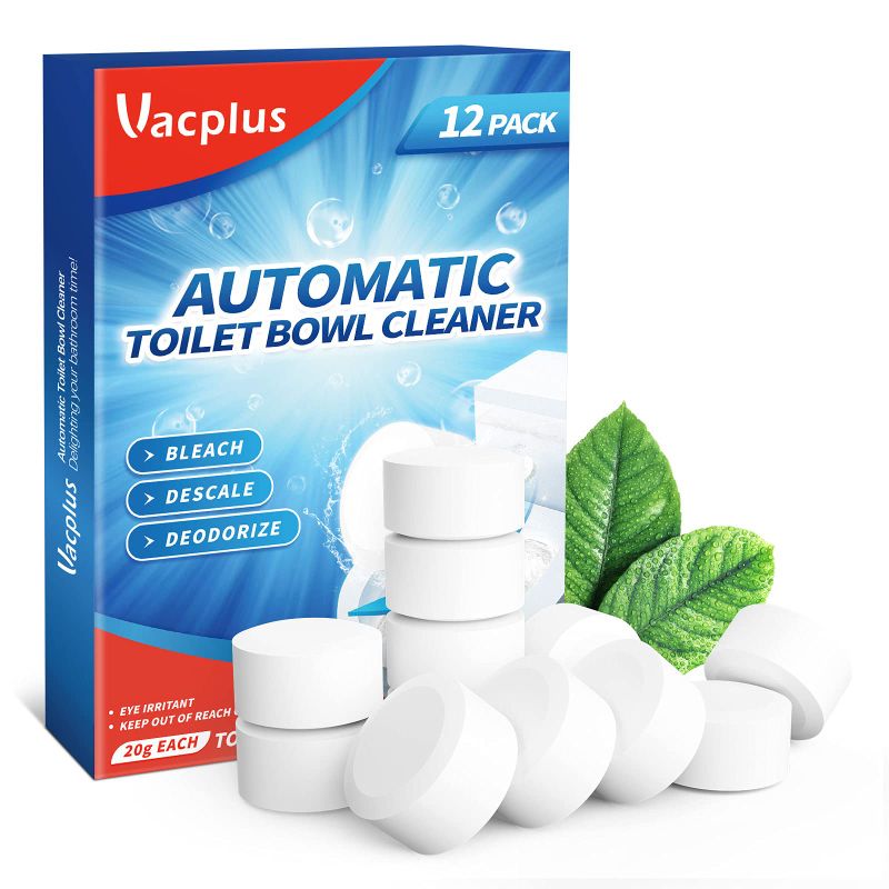 Photo 1 of Vacplus Toilet Bowl Cleaner Tablets 12  PACK, Automatic Cleaners with Bleach, Slow-Releasing Toilet Tank Cleaners for Deodorizing & Descaling, Household Toilet Cleaners against Tough Stains