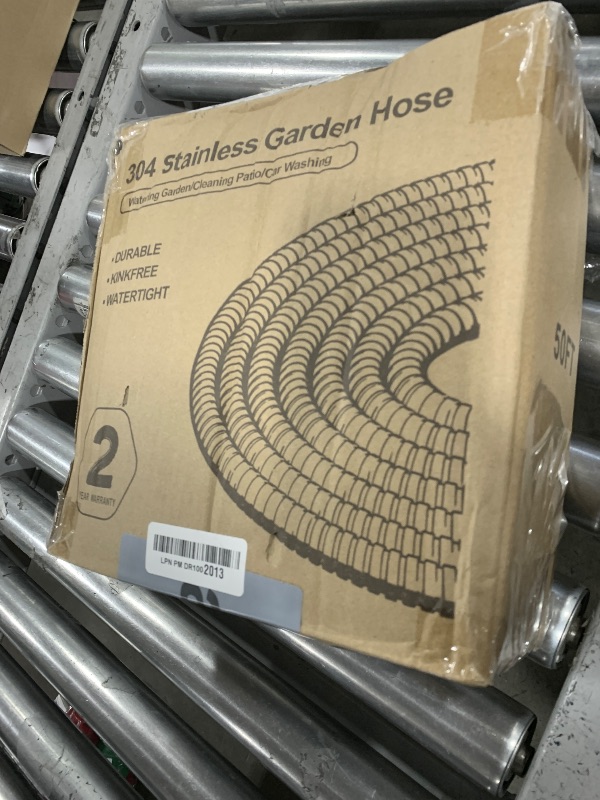 Photo 1 of SPECILITE 50ft 304 Stainless Steel Garden Hose Metal, Heavy Duty Water Pipe with Nozzles for Yard, Outdoor - Flexible, Never Kink & Tangle, Puncture Resistant (Sliver)