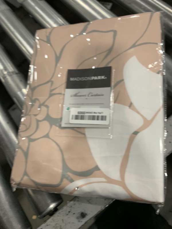 Photo 1 of Madison Park Lola 100% Cotton Shower Curtain, Casual Large Floral Design, Modern Bathroom Decor, Machine Washable, Fabric Privacy Screen 72x72", Grey/Peach