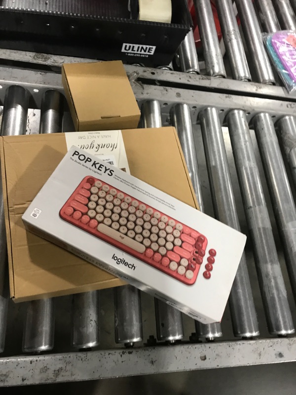 Photo 1 of Logitech POP Mechanical Wireless Keyboard with Customizable Emoji Keys, Durable Compact Design, Bluetooth or USB Connectivity, Multi-Device, OS Compatible - Heartbreaker Rose