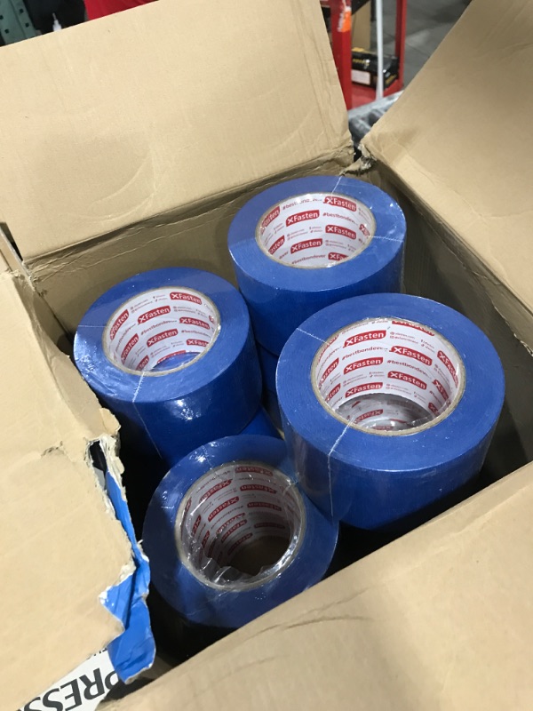 Photo 1 of XFasten Blue Painters Tape Bulk - 3-Inch x 60-Yards (12-Pack, 2160ft Total) - Wall Safe, Masking Tape for Painting, Automotive
