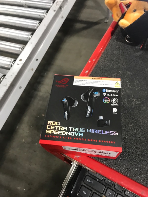 Photo 1 of ASUS ROG Cetra True Wireless Gaming Headphones (2.4 GHz & Bluetooth 5.3, ROG SpeedNova, 24-bit 96 kHz Audio, Dirac Opteo, Bone-Conduction AI Microphones, Adaptive ANC, 46-Hour Battery Life)- Black