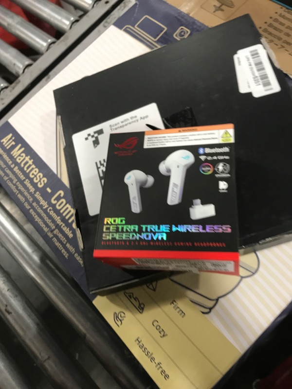 Photo 1 of ASUS ROG Cetra True Wireless Gaming Headphones (2.4 GHz & Bluetooth 5.3, ROG SpeedNova, 24-bit 96 kHz Audio, Bone-Conduction AI Microphones, Adaptive ANC, 46-Hour Battery Life)- Moonlight White