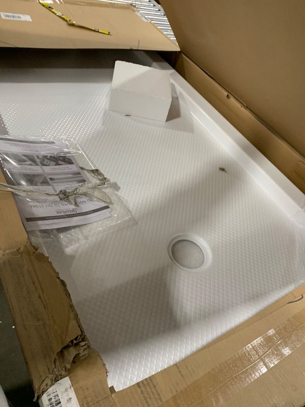 Photo 1 of DreamLine SlimLine 32 in. D x 60 in. W x 2 3/4 in. H Left Drain Single Threshold Shower Base in White, DLT-1132601