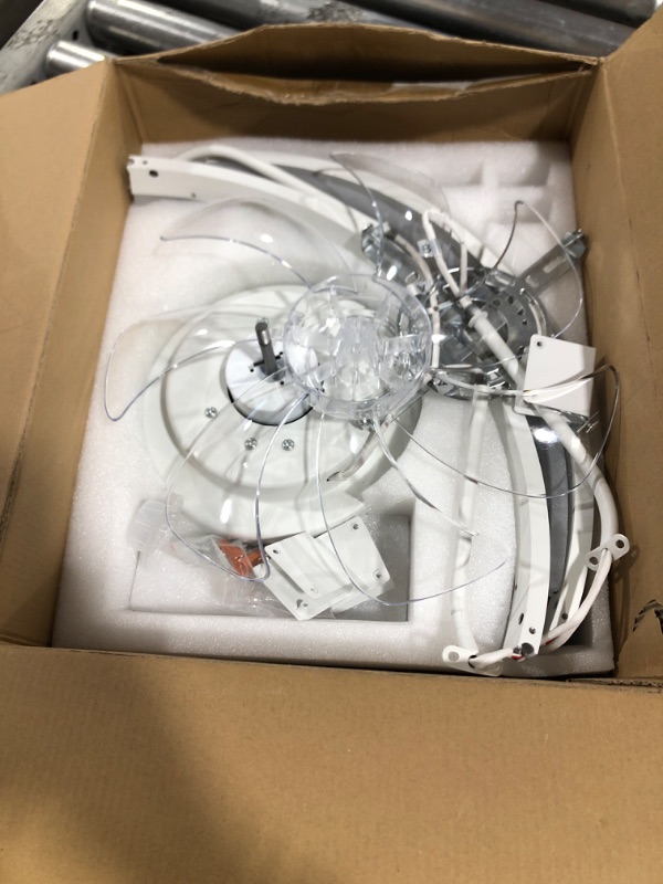 Photo 1 of ZMISHIBO Low Profile Ceiling Fans with Lights and Remote, 20 Inch Flush Mount Ceiling Fan with Light, 3000K-6000K Dimmable Fandelier LED Fan Light, 6 Wind Speeds White Ceiling Fans for Bedroom