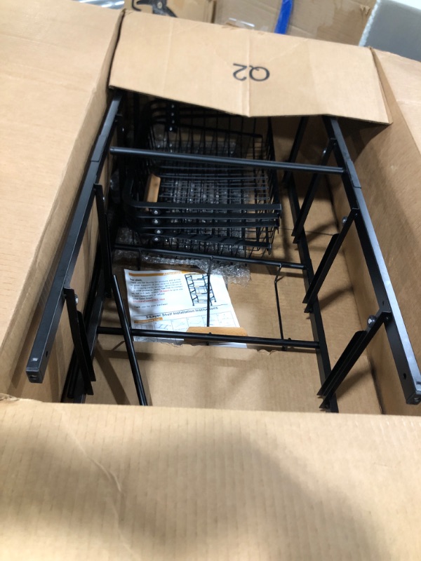 Photo 1 of 5-Tier Rolling Storage Cart with Wheels, Large Capacity Utility Cart with Wooden Tabletop & Mesh Baskets for Kitchen, Bathroom & Laundry Room
