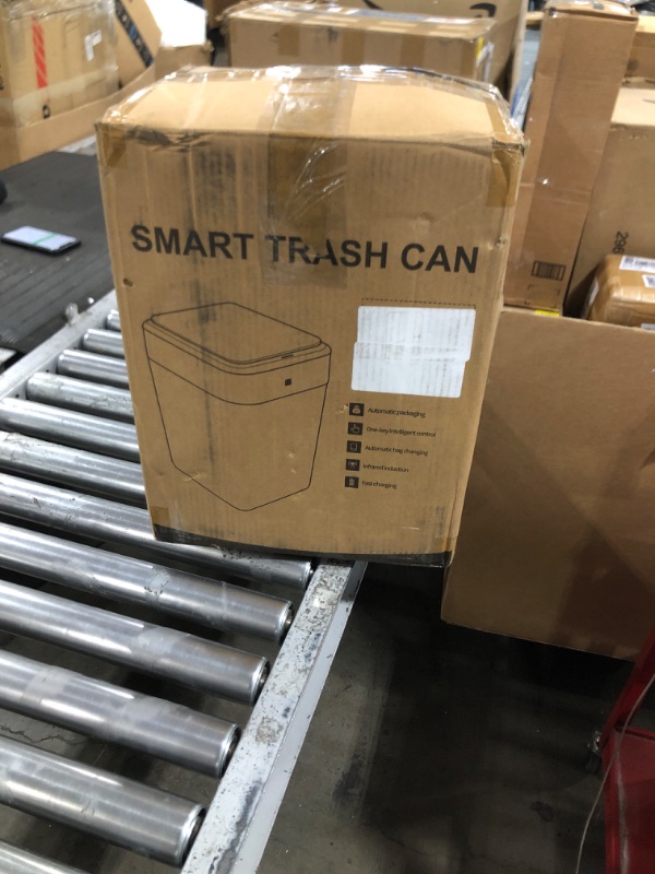 Photo 1 of Self Sealing and Self Changing Smart Automatic Trash Can with 7 × Specialized Garbage Bags Ring, TYPE-C Charging Port, Built-In Li-Ion Battery, 4.5 Gallon, White for Kitchen, Home, Office and More