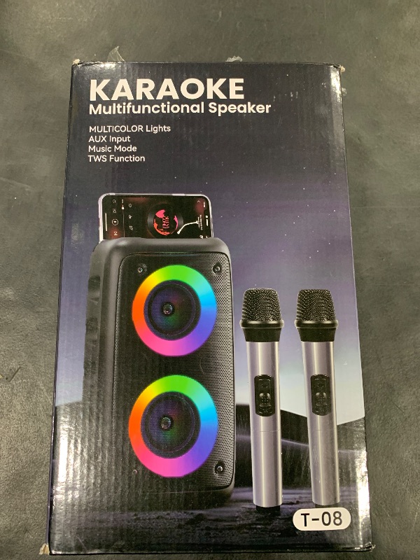 Photo 1 of Karaoke Machine, Portable Bluetooth Speaker, PA Speaker with 2 Wireless Karaoke Microphones, Karaoke Machine for Adults Kids with Upgraded Subwoofer, Support TWS/TF/USB/AUX for Home Party Outdoor