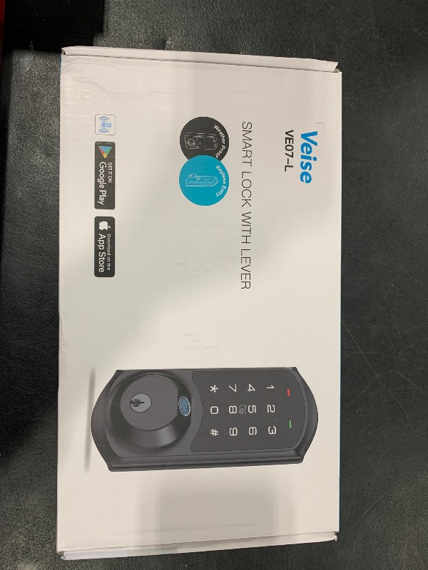 Photo 1 of Veise Fingerprint Smart Locks for Front Door with 2 Lever Handle Set, App Control, Keyless Entry, Electronic Digital Keypad Deadbolt, Auto Lock, Waterproof, Easy to Install, Matte Black
