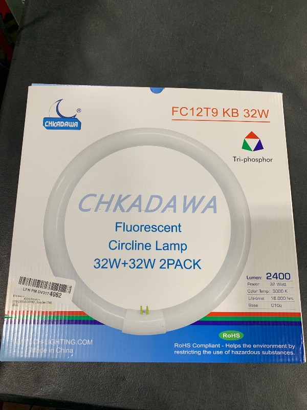 Photo 1 of CHKADAWA FC12T9/KB 32 Watt Light Bulb, 12 inch FCL 32W T9 Circular Fluorescent Light Bulb, FC12T9 WW Round Light Bulbs Warm White 3000K, G10q 4 Pin Prong Base, 2 Pack
