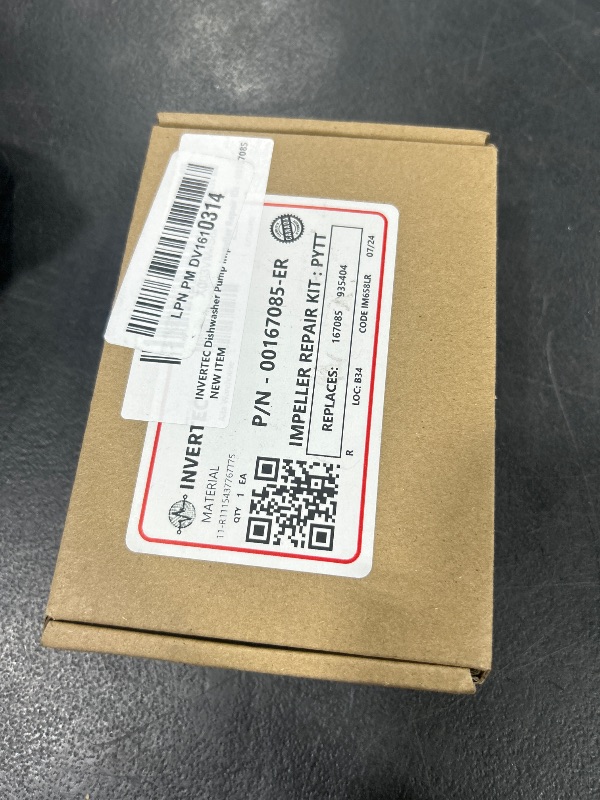 Photo 1 of INVERTEC Dishwasher Pump/Motor Impeller Repair Kit - 00167085, REPLACES: 167085 935404 AH8697212 AP2802376 EA8697212 EAP8697212 PS8697212 PD00000084
